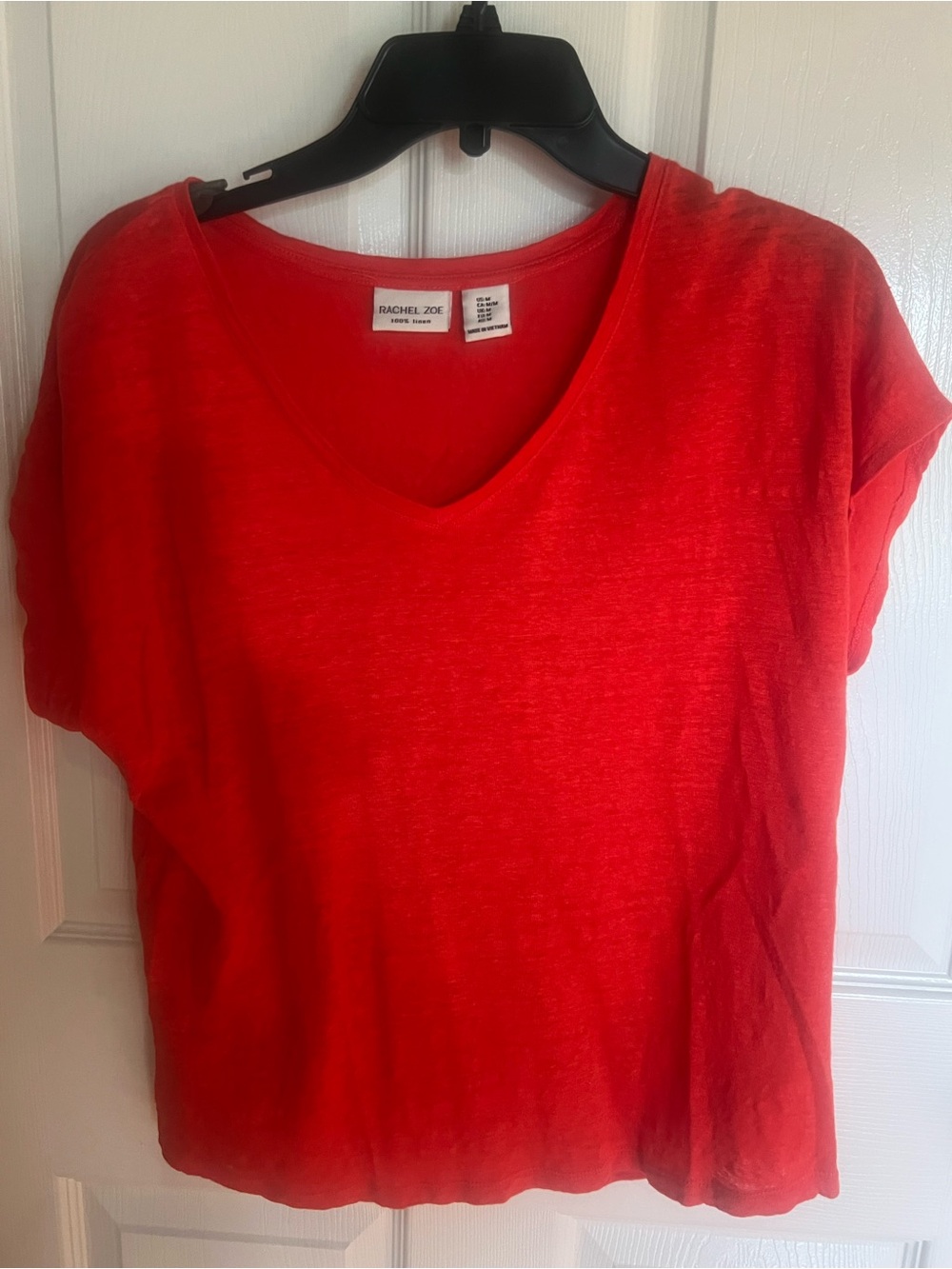 Rachel Zoe 100% Linen Red V-Neck Women’s Top